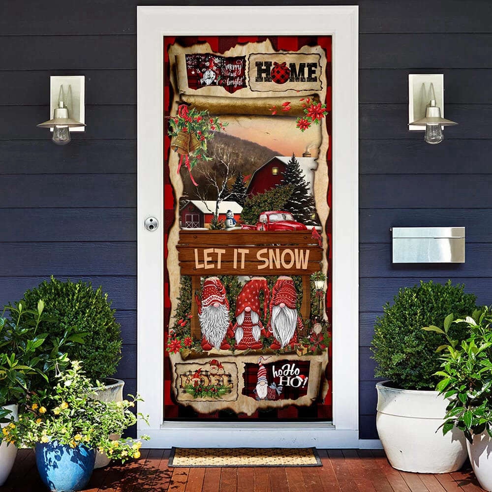Gnome Christmas Door Cover, Christmas Outdoor Decoration, Christmas Gift