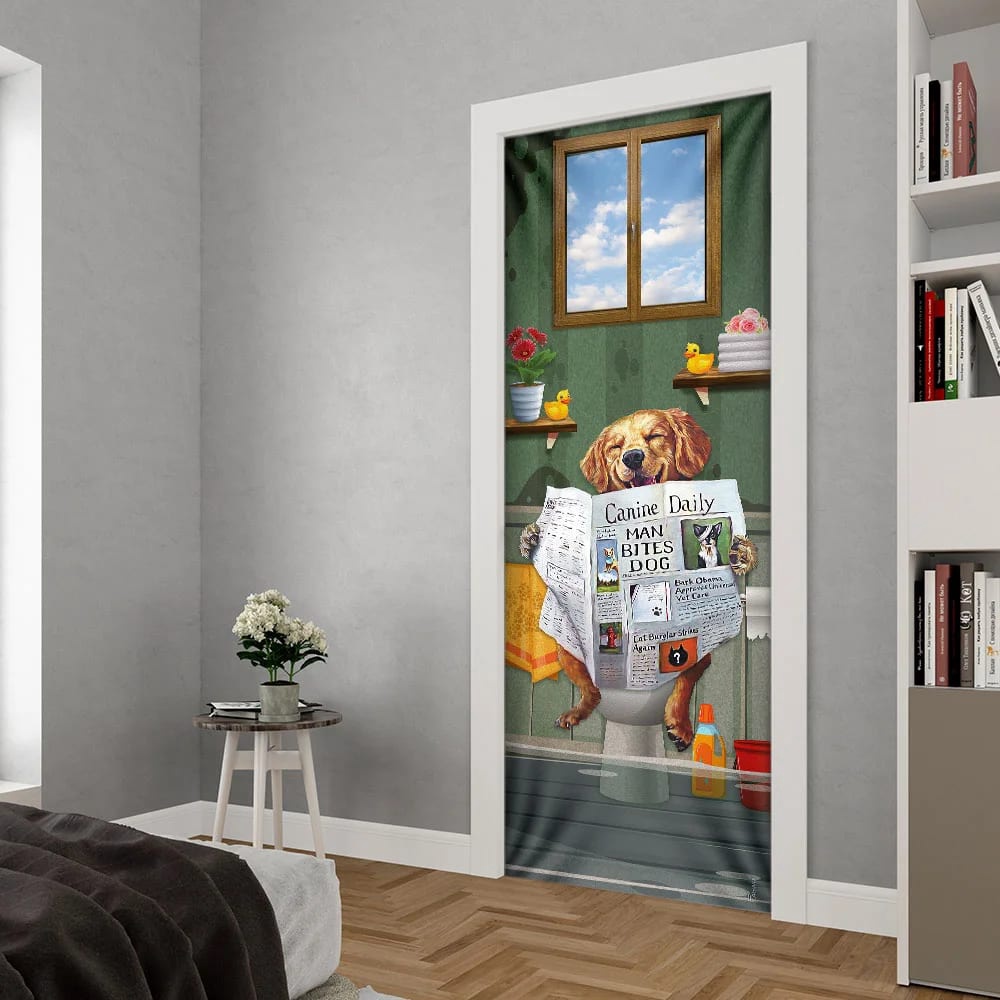 Golden Retriever Bathroom Door Cover, Xmas Outdoor Decoration, Gifts For Dog Lovers, Christmas Gift