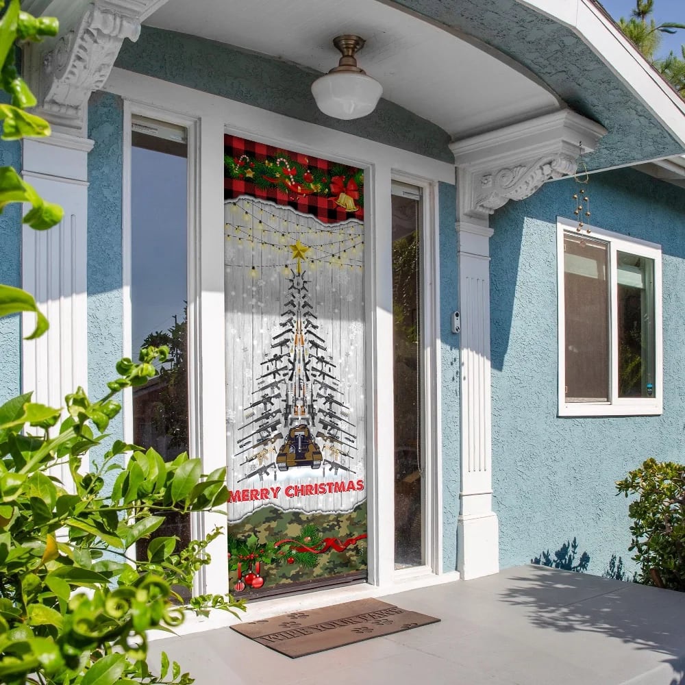 Gun Christmas Tree Door Cover, Unique Gifts Doorcover, Housewarming Gifts, Christmas Gift