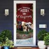 Happy Cattle Christmas Door Cover, Unique Gifts Doorcover, Holiday Decor, Christmas Gift