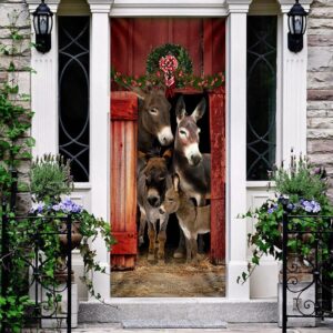 Happy Family Donkey Door Cover Unique Gifts Doorcover Holiday Decor Christmas Gift 3 kpotlq.jpg