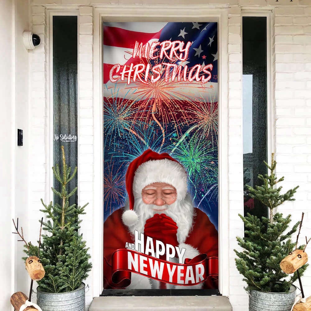 Happy New Year And Merry Christmas Door Cove, Christmas Outdoor Decoration, Christmas Gift Happy New Year And Merry Christmas Door Cove, Christmas Outdoor Decoration, Christmas Gift