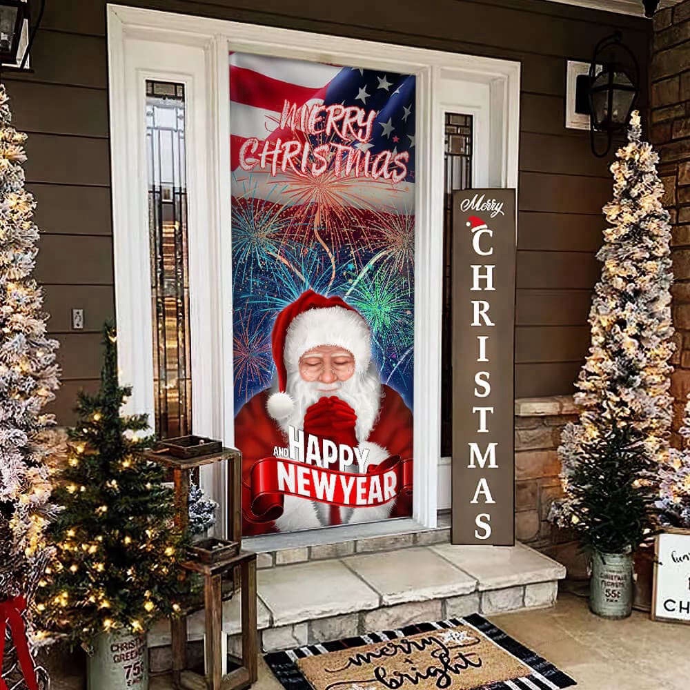 Happy New Year And Merry Christmas Door Cove, Christmas Outdoor Decoration, Christmas Gift Happy New Year And Merry Christmas Door Cove, Christmas Outdoor Decoration, Christmas Gift