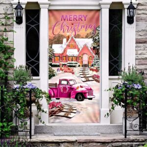 Happy Pink Christmas Door Cover Door Christmas Cover Christmas Outdoor Decoration Christmas Gift 2 biz0m9.jpg