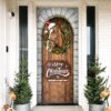 Horse Christmas Tree Door Cover, Those We Love Don’t Go Away They Walk Beside Us Everyday Door Cover, Christmas Horse Decor, Christmas Gift