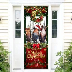 Horse Door Cover Funny Christmas Horses, Christmas&hellip;