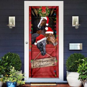 Horse Door Cover, Merry Christmas Door Cover,&hellip;