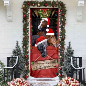 Horse Door Cover, Merry Christmas Door Cover,&hellip;