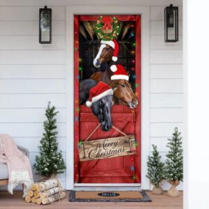 Horse Door Cover, Merry Christmas Door Cover,&hellip;