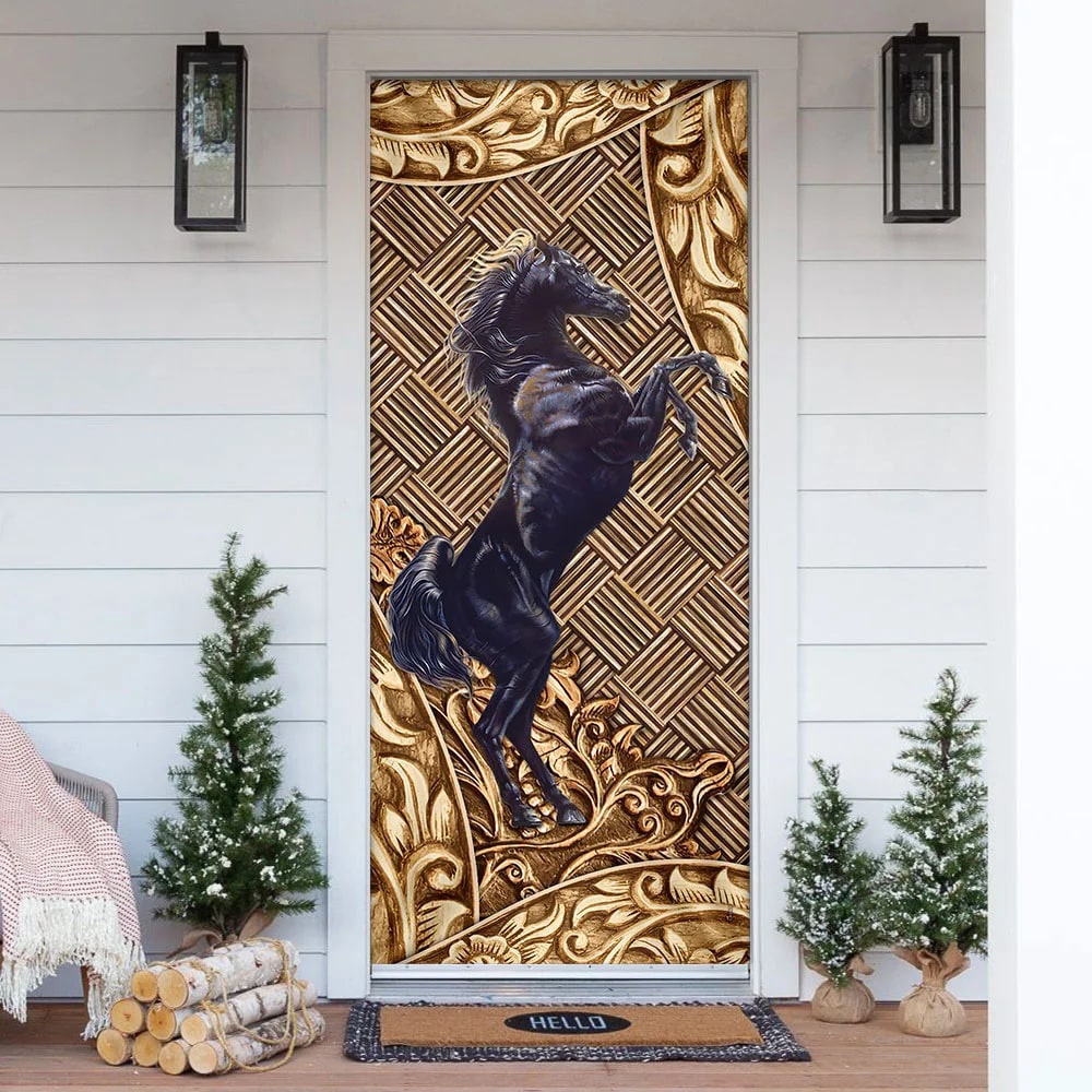Horse Door Cover, Unique Gifts Doorcover, Christmas Gift For Friends, Christmas Gift