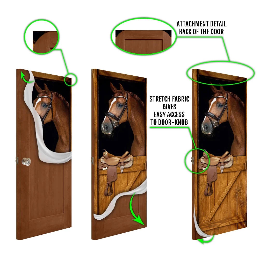Horse In Stable Door Cover, Unique Gifts Doorcover, Christmas Gift For Friends, Christmas Gift