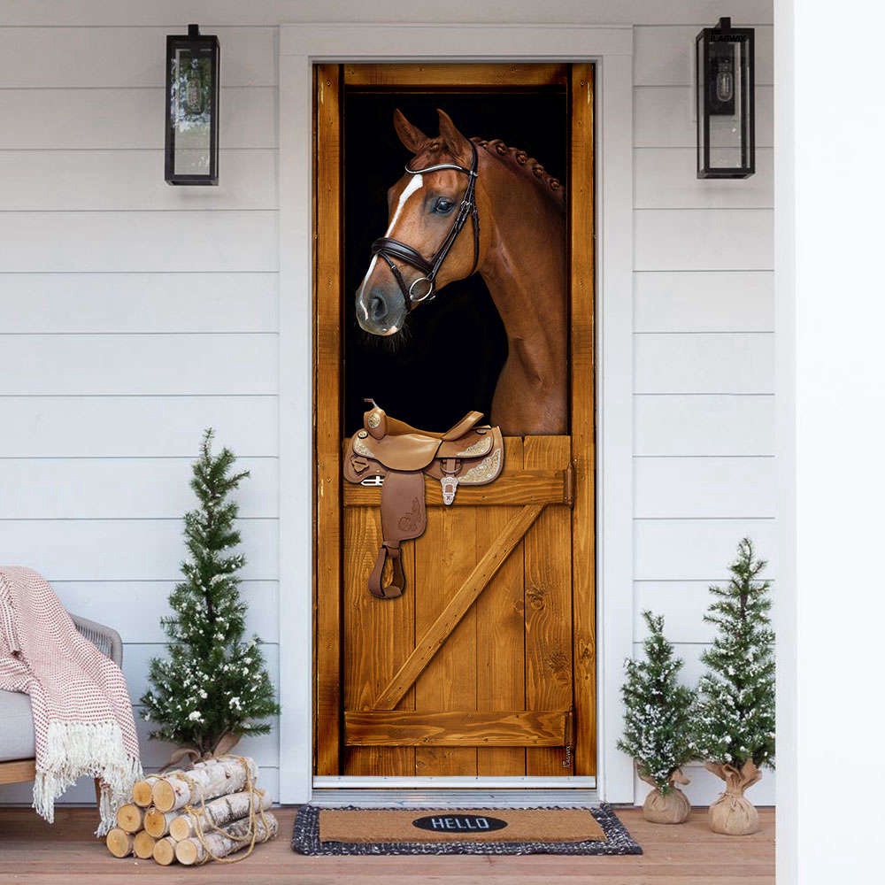 Horse In Stable Door Cover, Xmas Gifts For Pet Lovers, Christmas Gift For Friends, Christmas Gift
