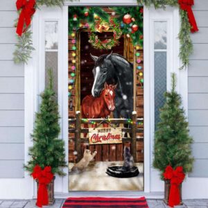 Horse Merry Christmas Door Cover, Christmas Door&hellip;