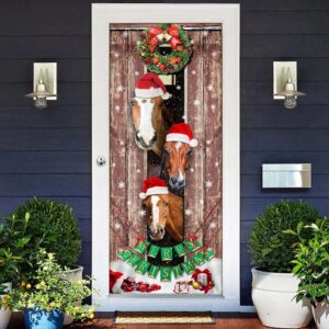 Horses Christmas Snow Barn Door Cover, Christmas&hellip;