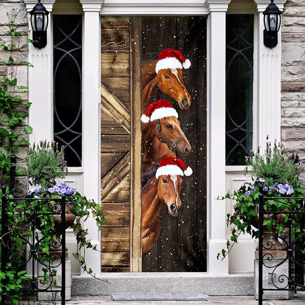 Horses Door Cover, Unique Gifts Doorcover, Christmas Gift For Friends, Christmas Gift Horses Door Cover, Unique Gifts Doorcover, Christmas Gift For Friends, Christmas Gift