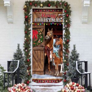 Horses Merry Christmas Door Cover, Christmas Horse&hellip;