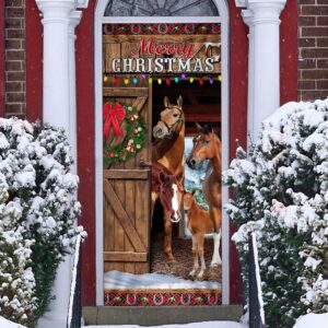 Horses Merry Christmas Door Cover, Christmas Horse&hellip;
