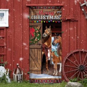 Horses Merry Christmas Door Cover Christmas Horse Decor Unique Gifts Doorcover Christmas Gift 4 nn20i6.jpg