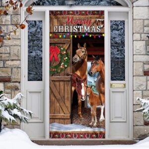 Horses Merry Christmas Door Cover Christmas Horse Decor Unique Gifts Doorcover Christmas Gift 5 uzqiya.jpg