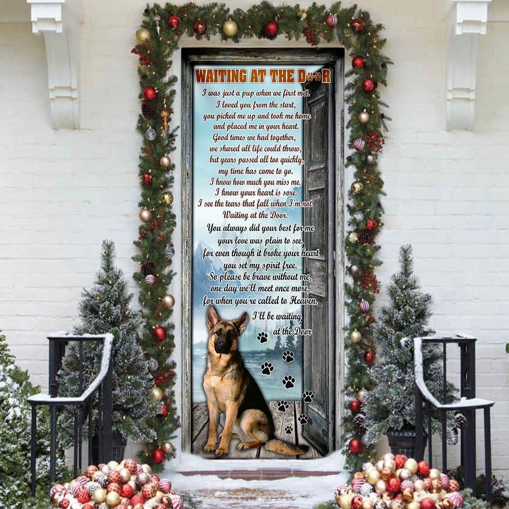I’ll Be Waiting At The Door. German Shepherd Door Cover, Xmas Outdoor Decoration, Gifts For Dog Lovers, Christmas Gift