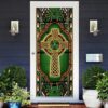 Irish God Stain Glass Art Door Cover Happy St Patrick Day Gift, Christmas Gift