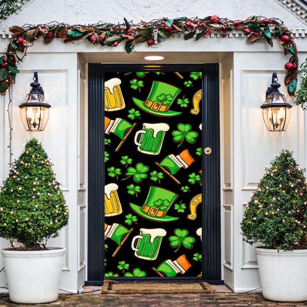 Irish Patrick’s Day Pattern Door Cover Happy Saint Patrick’s Day March 17th Home Decoration, Christmas Gift