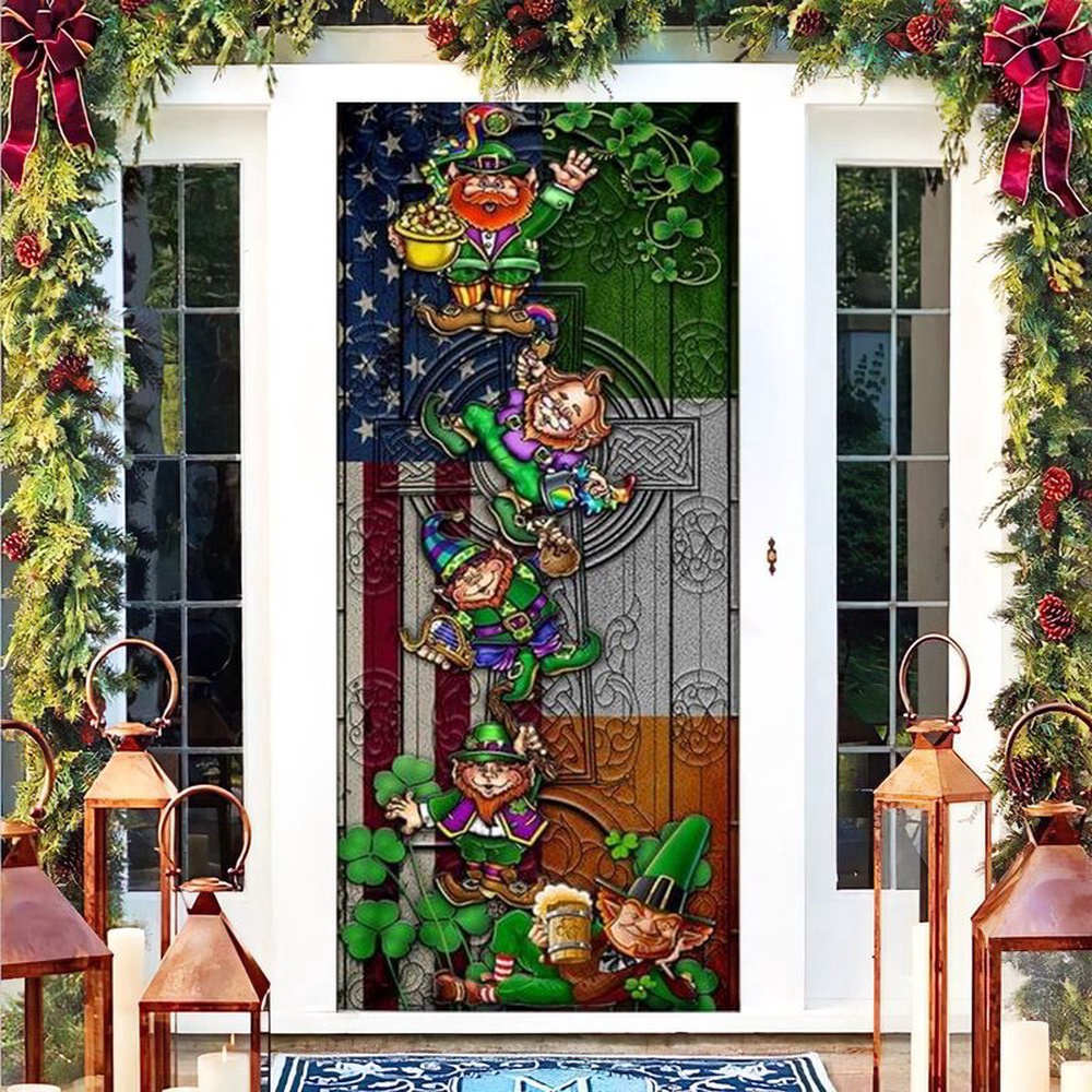 Irsh American Leprechaun Door Cover Happy St Patrick Day Gift Family, Christmas Gift Irsh American Leprechaun Door Cover Happy St Patrick Day Gift Family, Christmas Gift