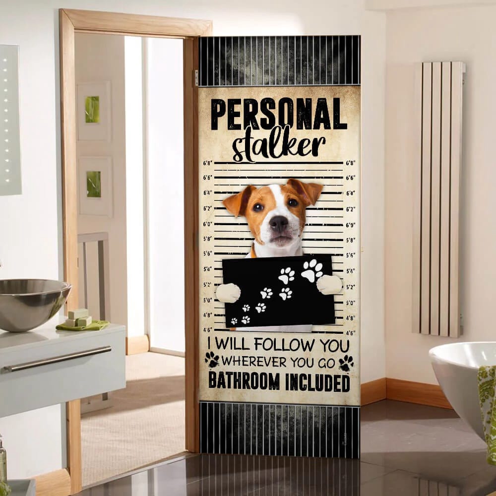 Jack Russell Terrier I Will Follow You Wherever You Go Bathroom Included Door Cover, Gifts For Dog Lovers, Christmas Gift