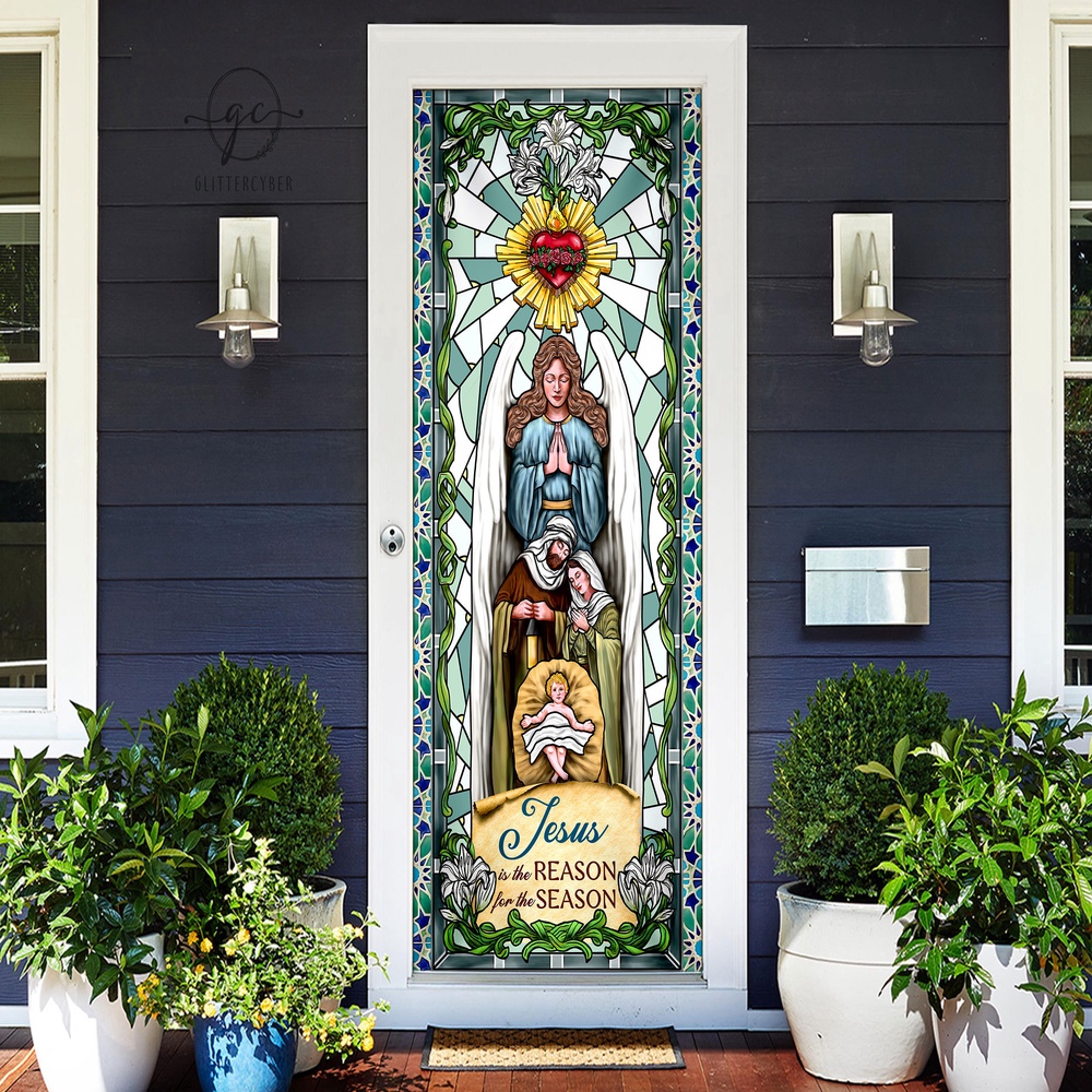 Jesus Is The Reason For The Season Door Cover, Faith Christmas Front Decor For Christmas, Christmas Gift