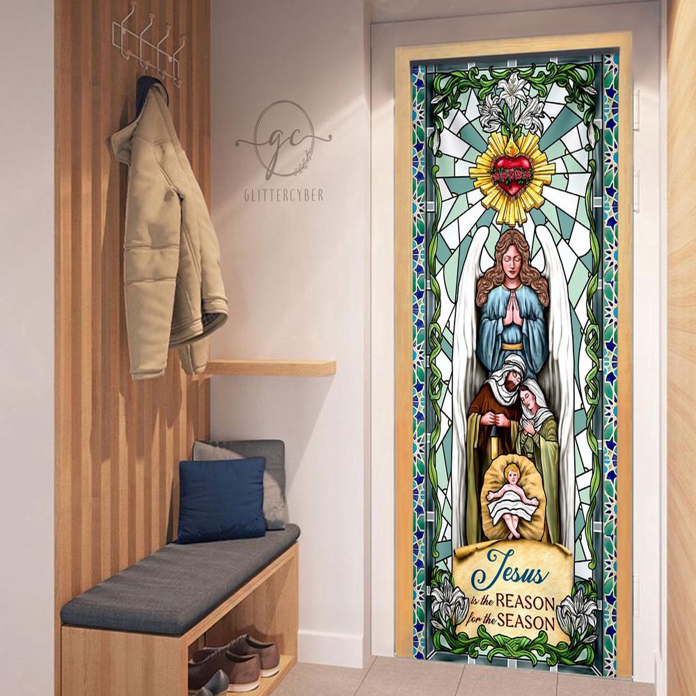 Jesus Is The Reason For The Season Door Cover, Faith Christmas Front Decor For Christmas, Christmas Gift