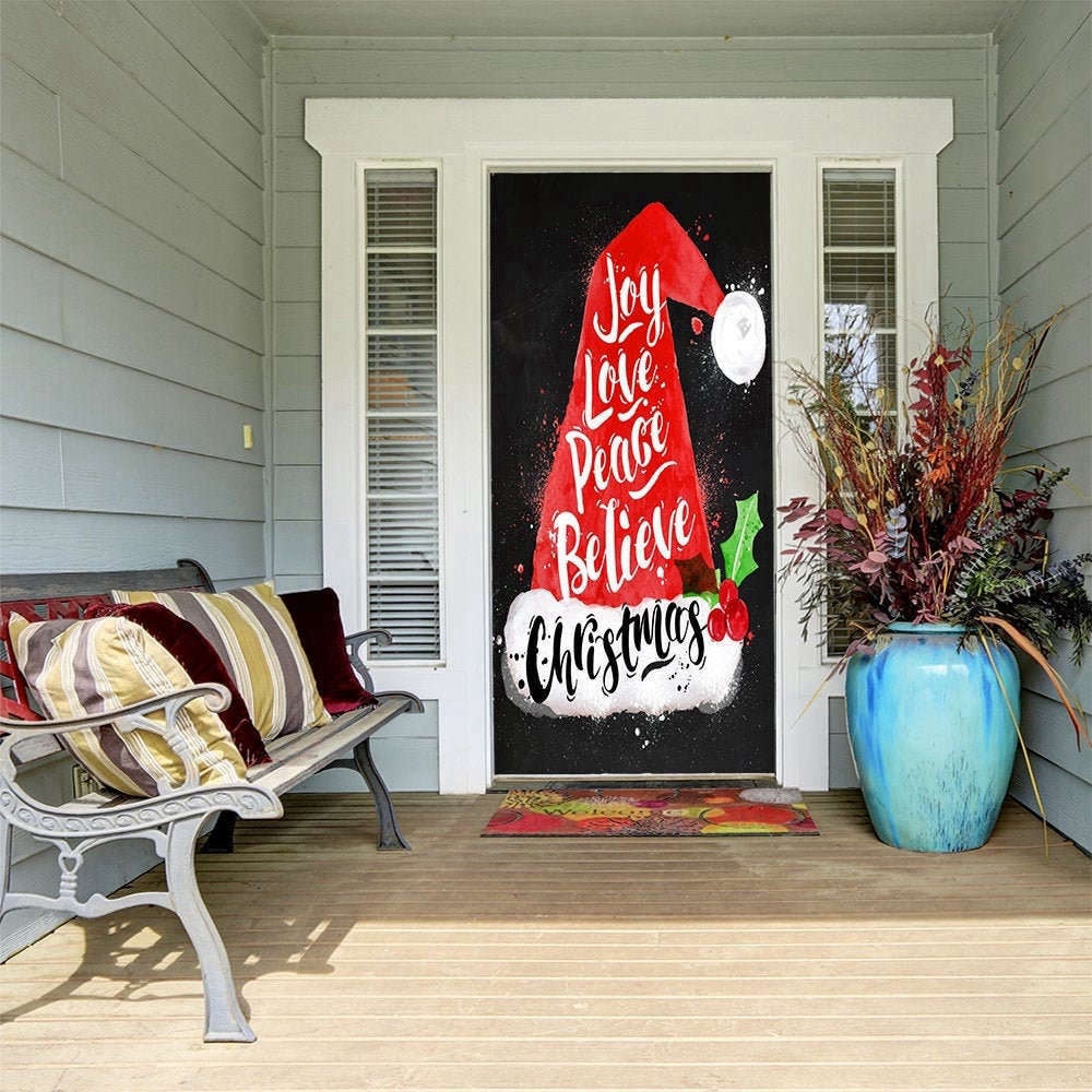 Joy, Love, Peace, Believe Door Cover, Christmas Door Covers, Christmas Gift For Family, Christmas Gift
