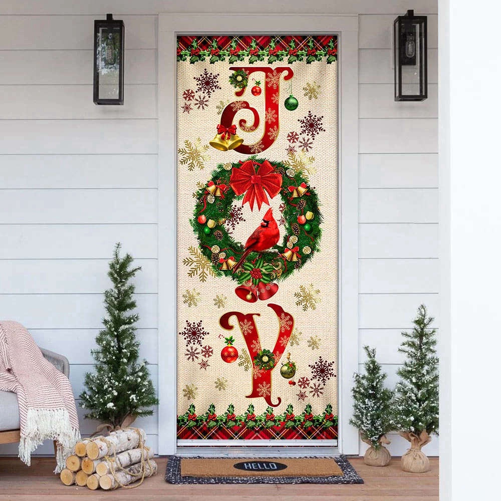 Joy To The World Cardinal Christmas Door Cover, Gift For Christmas, Christmas Gift
