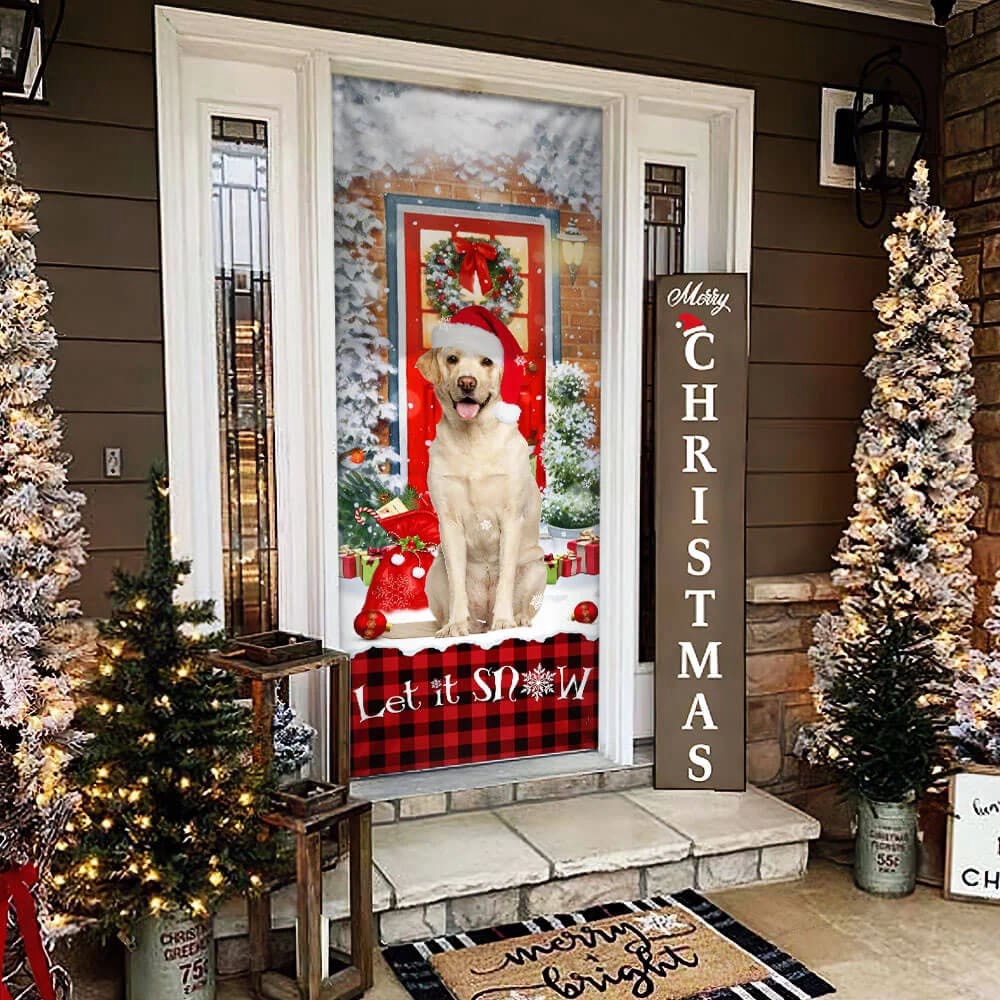 Labrador Retriever, Let It Snow Christmas Door Cover, Xmas Outdoor Decoration, Gifts For Dog Lovers, Christmas Gift