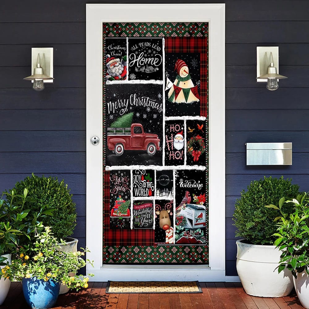 Merry Christmas Blessing Door Cover, Unique Gifts Doorcover, Holiday Decor, Christmas Gift