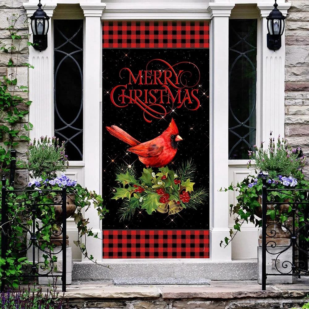Merry Christmas Cardinal Door Cover, Cardinal Christmas Decor, Christmas Door Cover Decorations, Christmas Gift