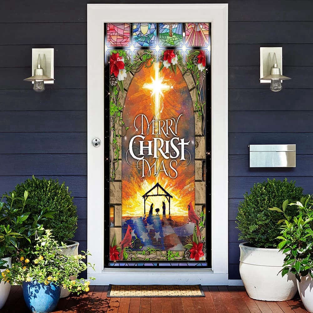 Merry Christmas Door Cover, Christmas Outdoor Decoration, Gift For Christmas, Christmas Gift