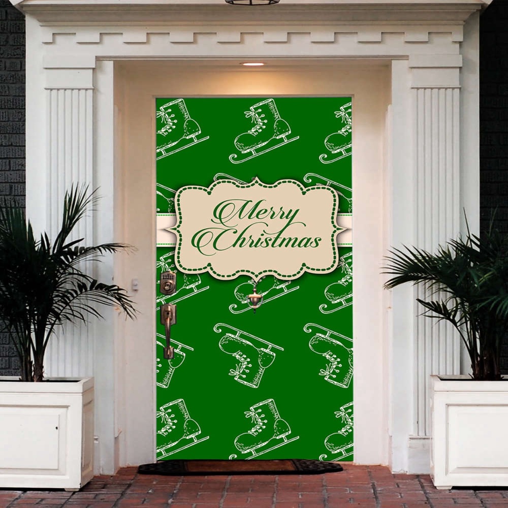 Merry Christmas Front Door Cover Entry Doors Poster Christmas Banner, Gift For Christmas, Christmas Gift