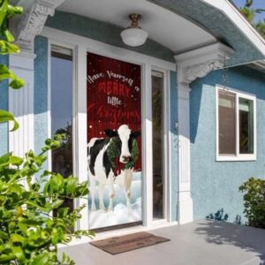 Merry Little Christmas Dairy Cow Door Cover Charming Xmas Home Decor Christmas Gift 2 acp0jz.jpg