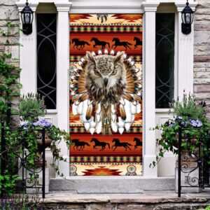Owl Native American Warbonnet Door Cover, Unique&hellip;