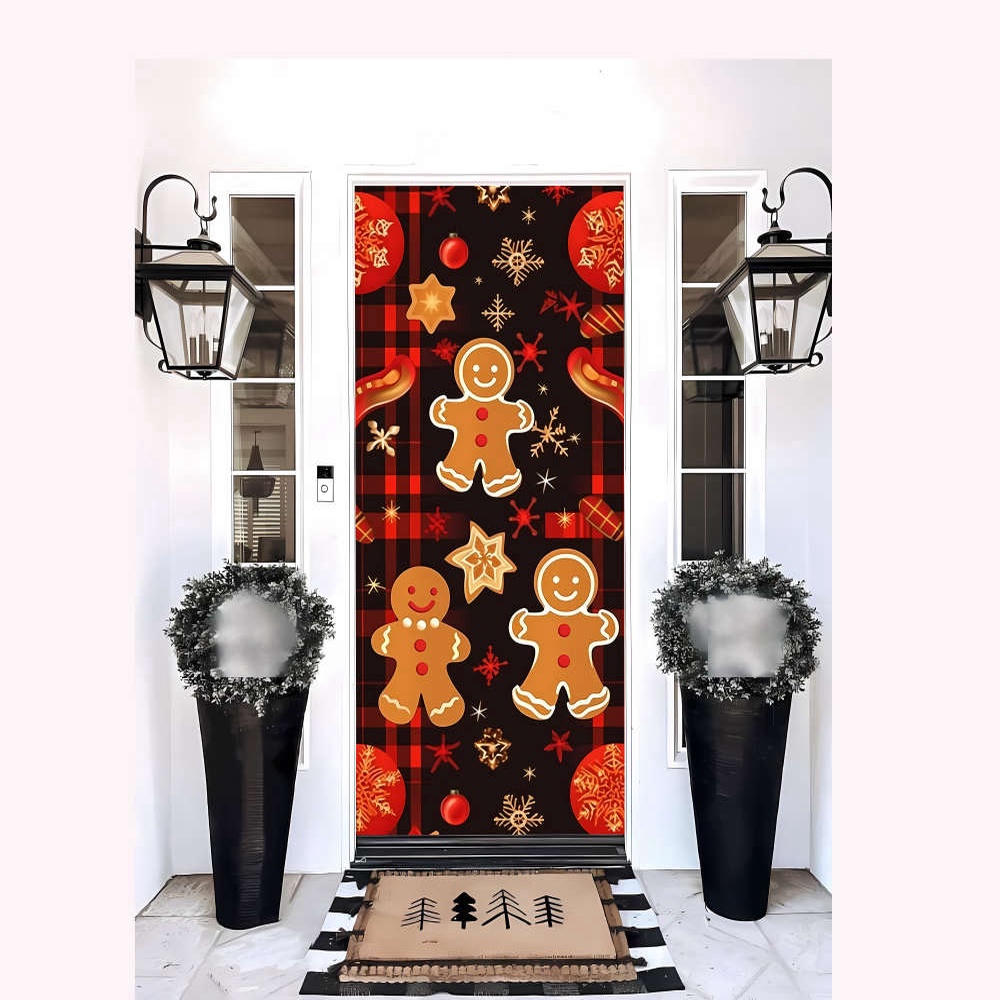 Plaid Christmas Door Cover, Christmas Door Covers, Best Gift For Christmas, Christmas Gift Plaid Christmas Door Cover, Christmas Door Covers, Best Gift For Christmas, Christmas Gift