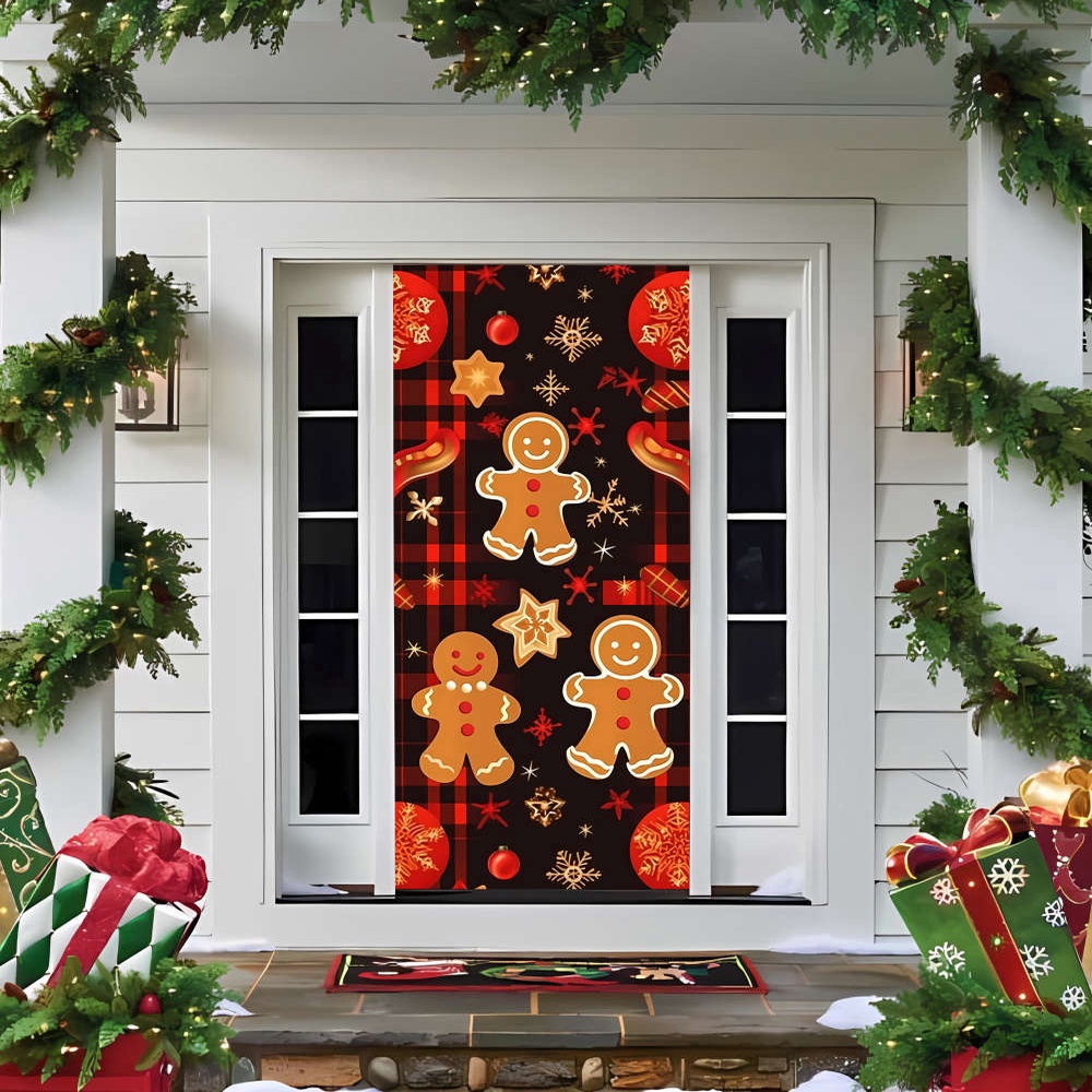 Plaid Christmas Door Cover, Christmas Door Covers, Best Gift For Christmas, Christmas Gift Plaid Christmas Door Cover, Christmas Door Covers, Best Gift For Christmas, Christmas Gift