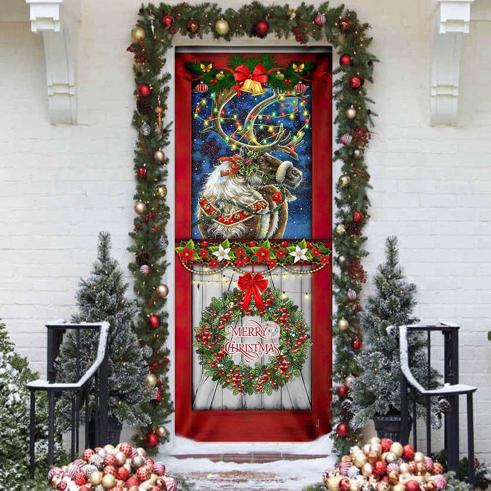 Reindeer Christmas Door Cover, Christmas Outdoor Decoration, Christmas Gift
