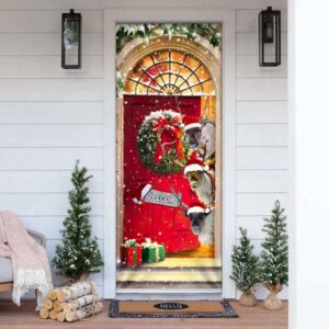 Reindeer Farmhouse Christmas Door Cover Christmas Outdoor Decoration Christmas Gift 3 veaxey.jpg