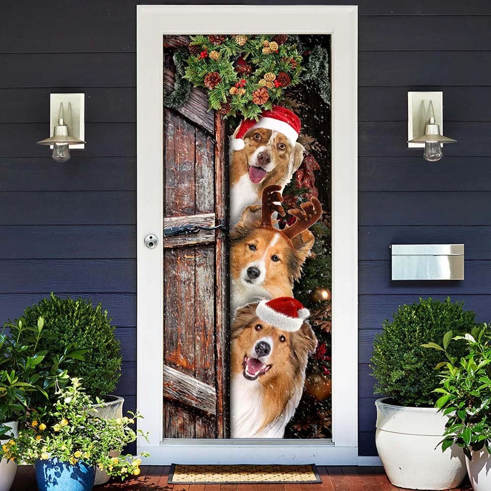 Rough Collie Door Cover, Xmas Outdoor Decoration, Gifts For Dog Lovers, Housewarming Gifts, Christmas Gift