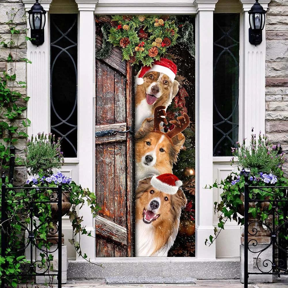 Rough Collie Door Cover, Xmas Outdoor Decoration, Gifts For Dog Lovers, Housewarming Gifts, Christmas Gift