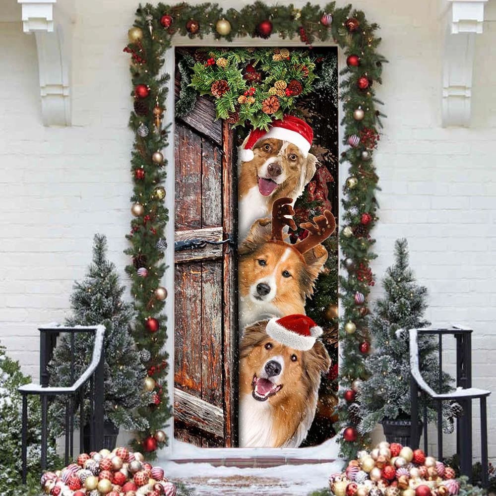 Rough Collie Door Cover, Xmas Outdoor Decoration, Gifts For Dog Lovers, Housewarming Gifts, Christmas Gift