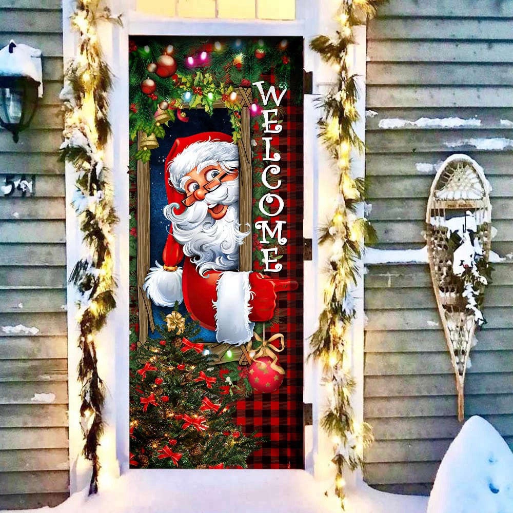 Santa Claus Christmas Is Coming Door Cover, Christmas Gift For Friends, Christmas Gift