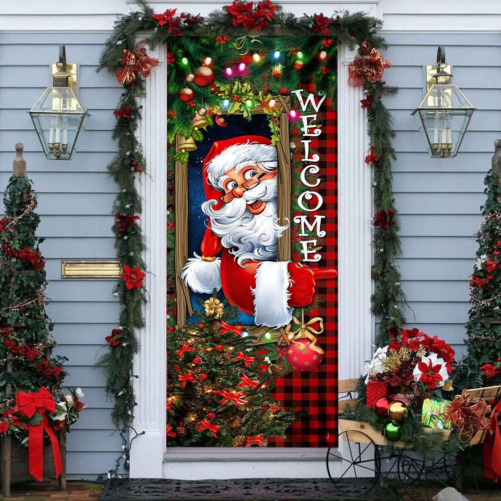 Santa Claus Christmas Is Coming Merry Christmas Door Cover, Gift For Christmas, Christmas Gift