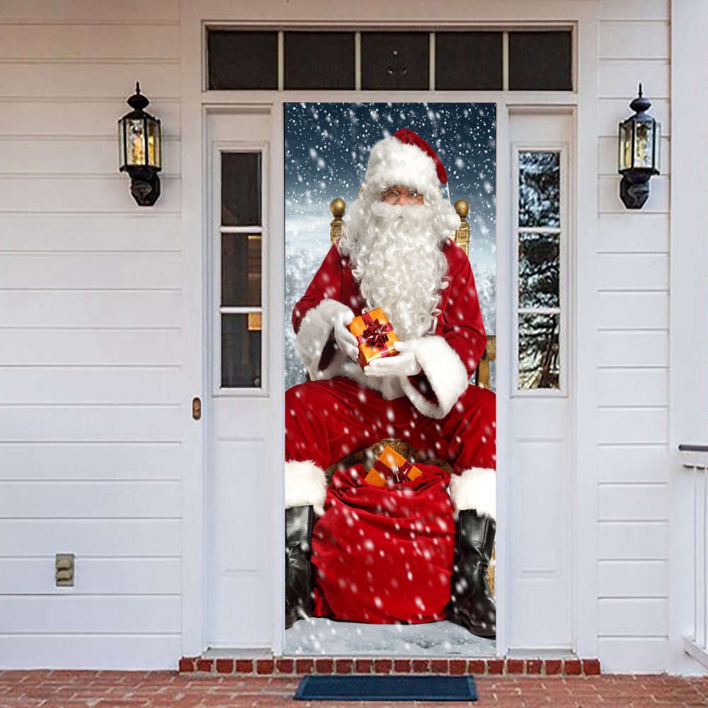 Santa Claus Door Banner, Holiday New Year Front Door Cover, Gift For Family, Christmas Gift