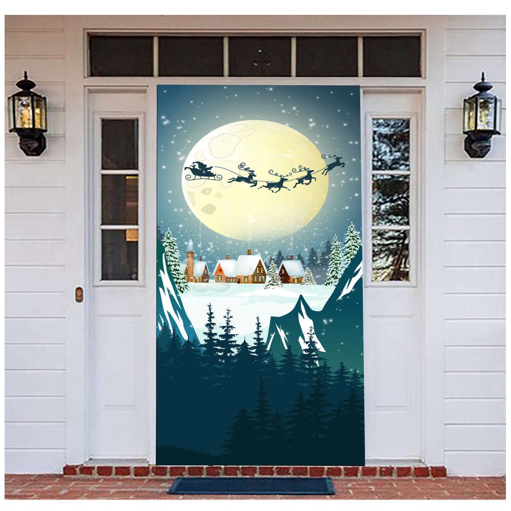 Santa Claus Door Cover For Christmas Decor, Holiday Christmas Door Banner, Christmas Gift